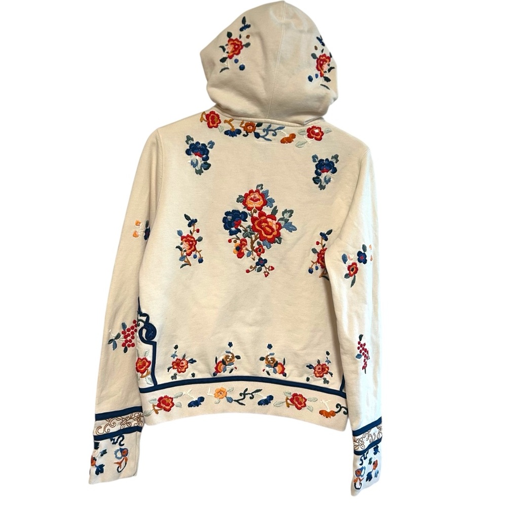 Y2K lucky brand L zip up hoodie Asian design floral embroidery sweatshirt boho - Picture 2 of 14
